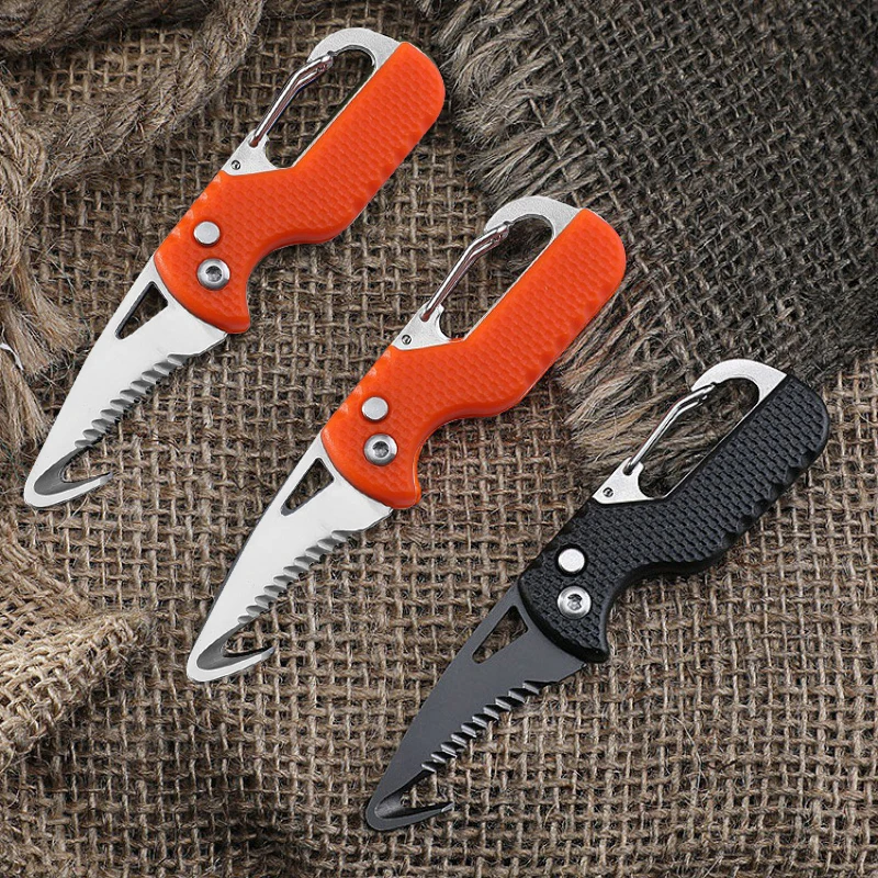 Parcel Knife 1pc Portable Multi-functional Parcel Knife Keychain Serrated Hook Unpacking Emergency Survival Box Opener