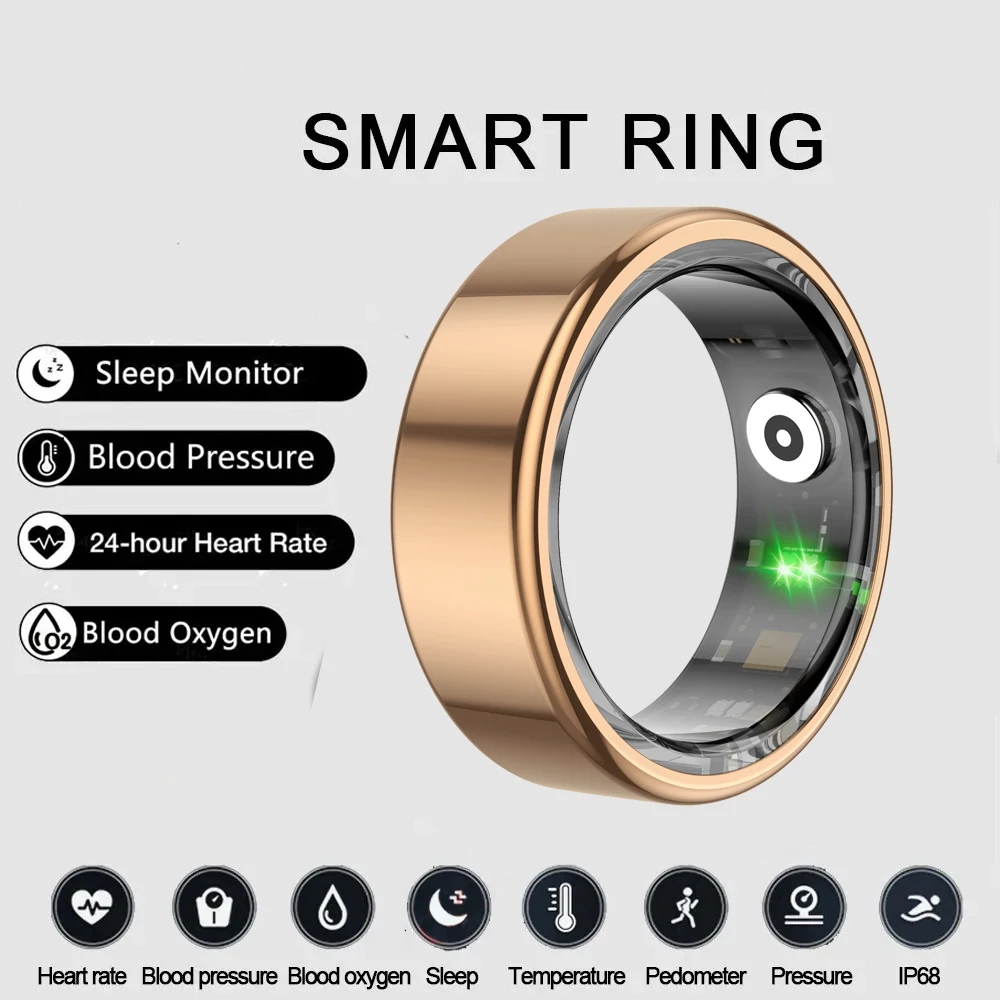  R02 Smart Ring Activity Fitness Tracker Heart Rate Sleep Monitor Blood Oxygen Steps Finger Ring for IOS Android Men Women Gifts 