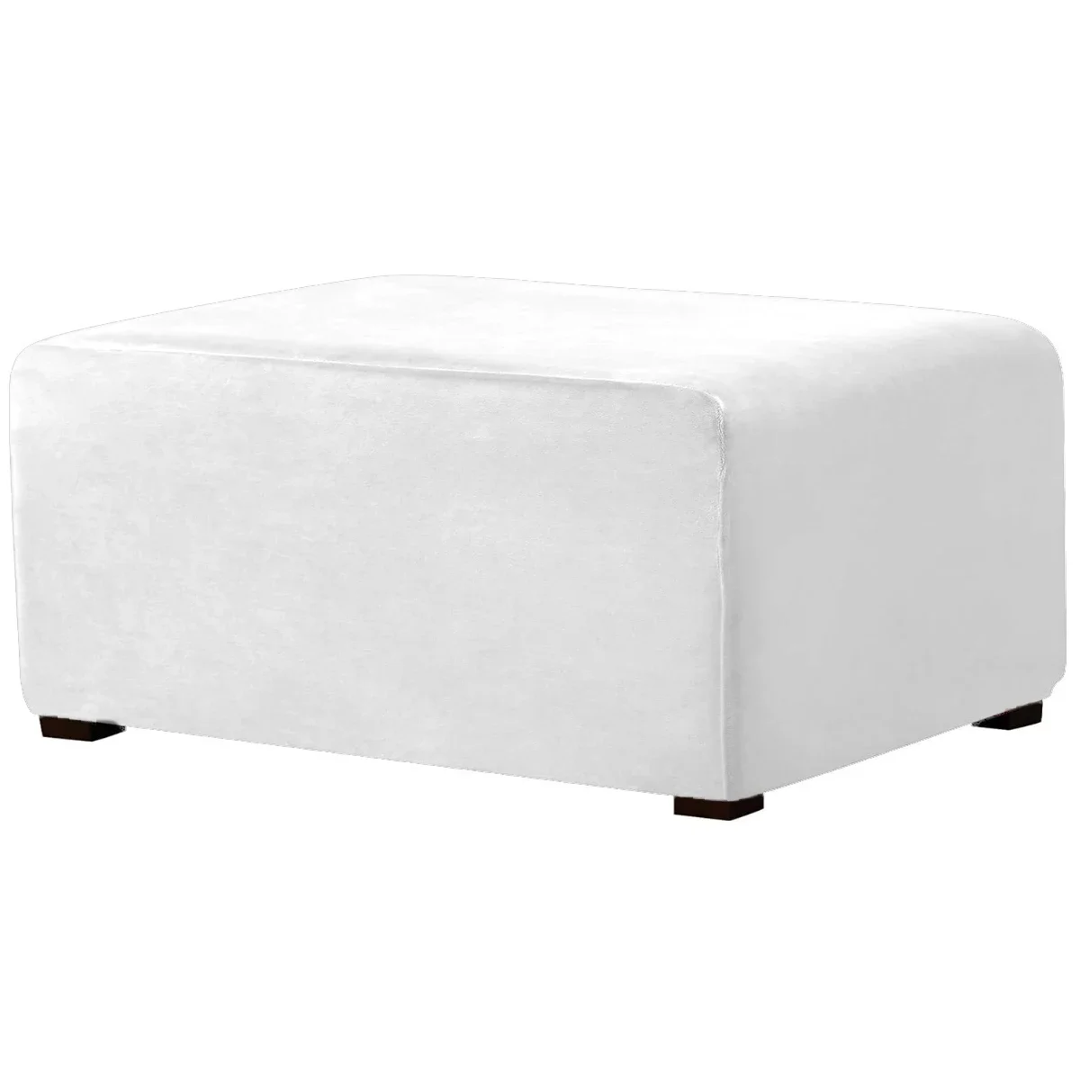 Luxurious Velvet Stretch Rectangle Ottoman Slipcover - Washable and Removable Footstool Protector