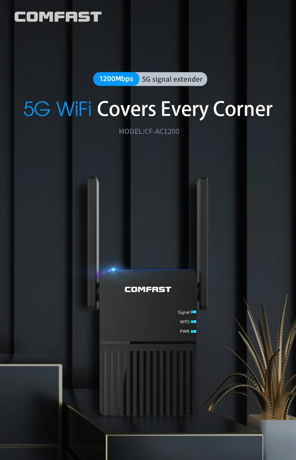 Comfast-wi-fi Repetidor Ac1200 Ac2100 Dual Band 2.4 e 5.8ghz Poderoso Extensor de Alcance Doméstico sem Fio ap Router - Imagem 2