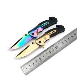 Couteau pliant d'extérieur, tactique de Camping en titane de couleur haute dureté F90 couteau de survie de poche multifonctionnel en acier inoxydable 