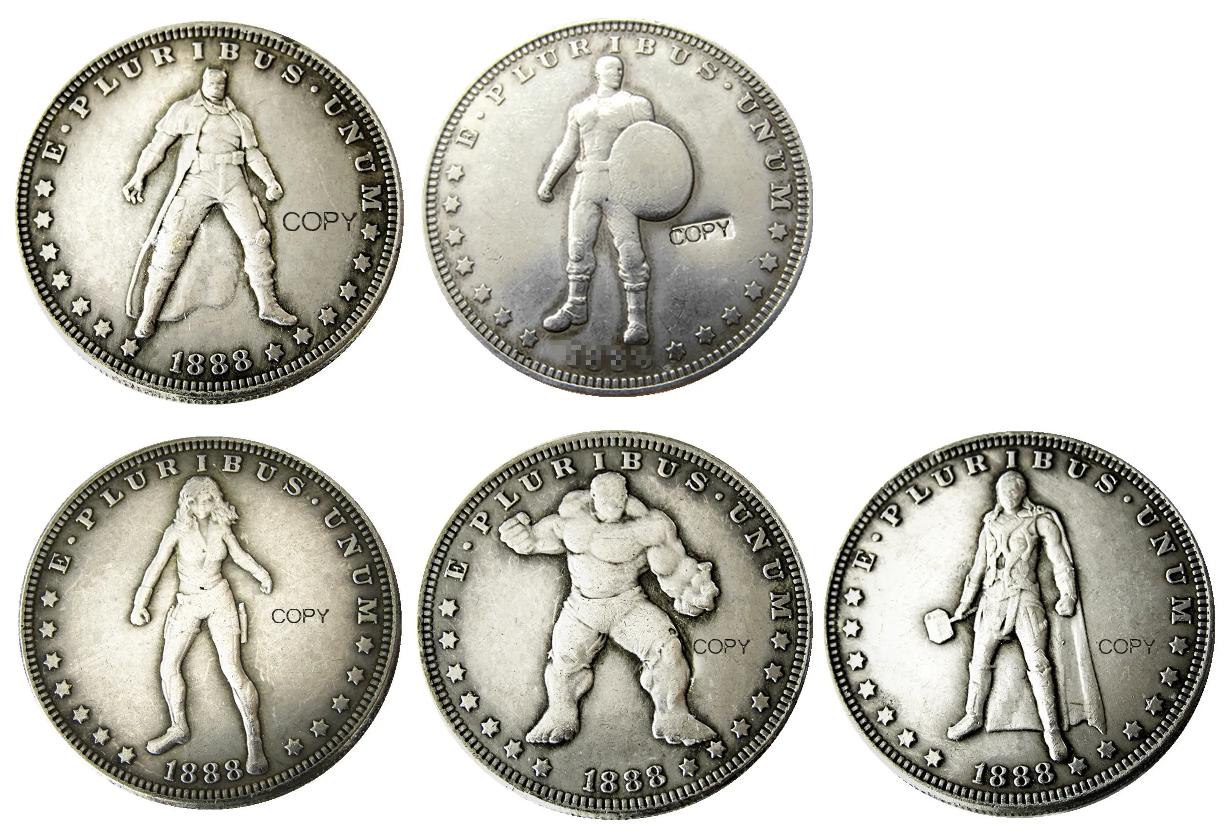 Hb(01-06)Us Hobo Morgan Dollar Skull Zombie Skeleton Monete Placcate Argento