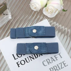 Set of 2 Elastic No - Buckle Adjustable Belts - 70cm (2PCS Denim Blue)
