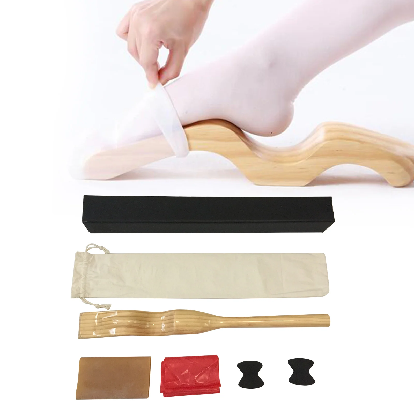 Premium Wooden Foot Stretchers for Dancers, Carrying Bag Included, Bands, and Foam Pads etc. Wooden Ballet Foot Stretch Stretche