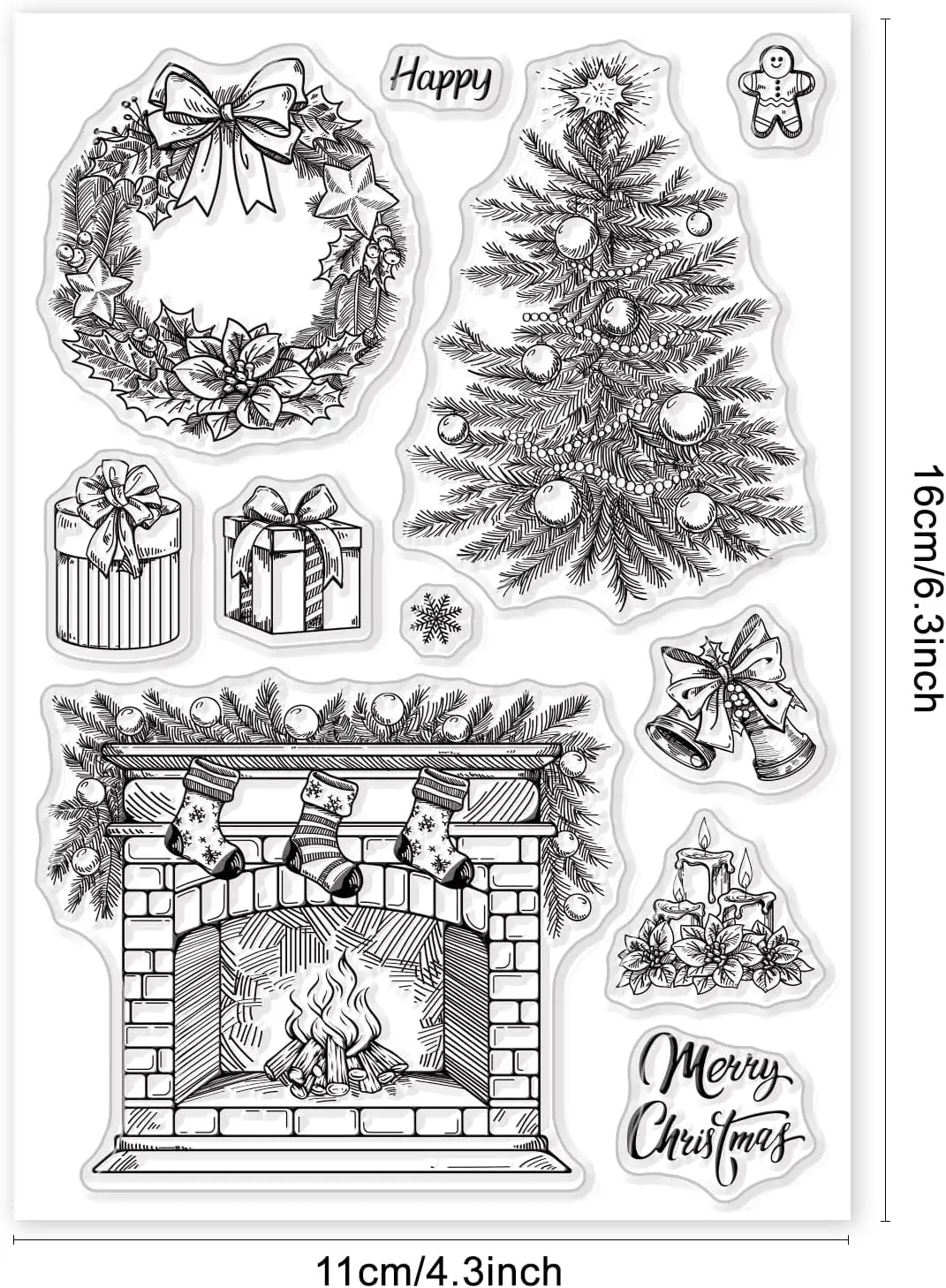 Tampons Transparents Pour La Fabrication De Cartes Et Les Décorations D' Albums Photo, Traîneau Du Père Noël, Tampons En Silicone Pour L'hiver, La Neige, Les Tampons En Caoutchouc Transparent Pour