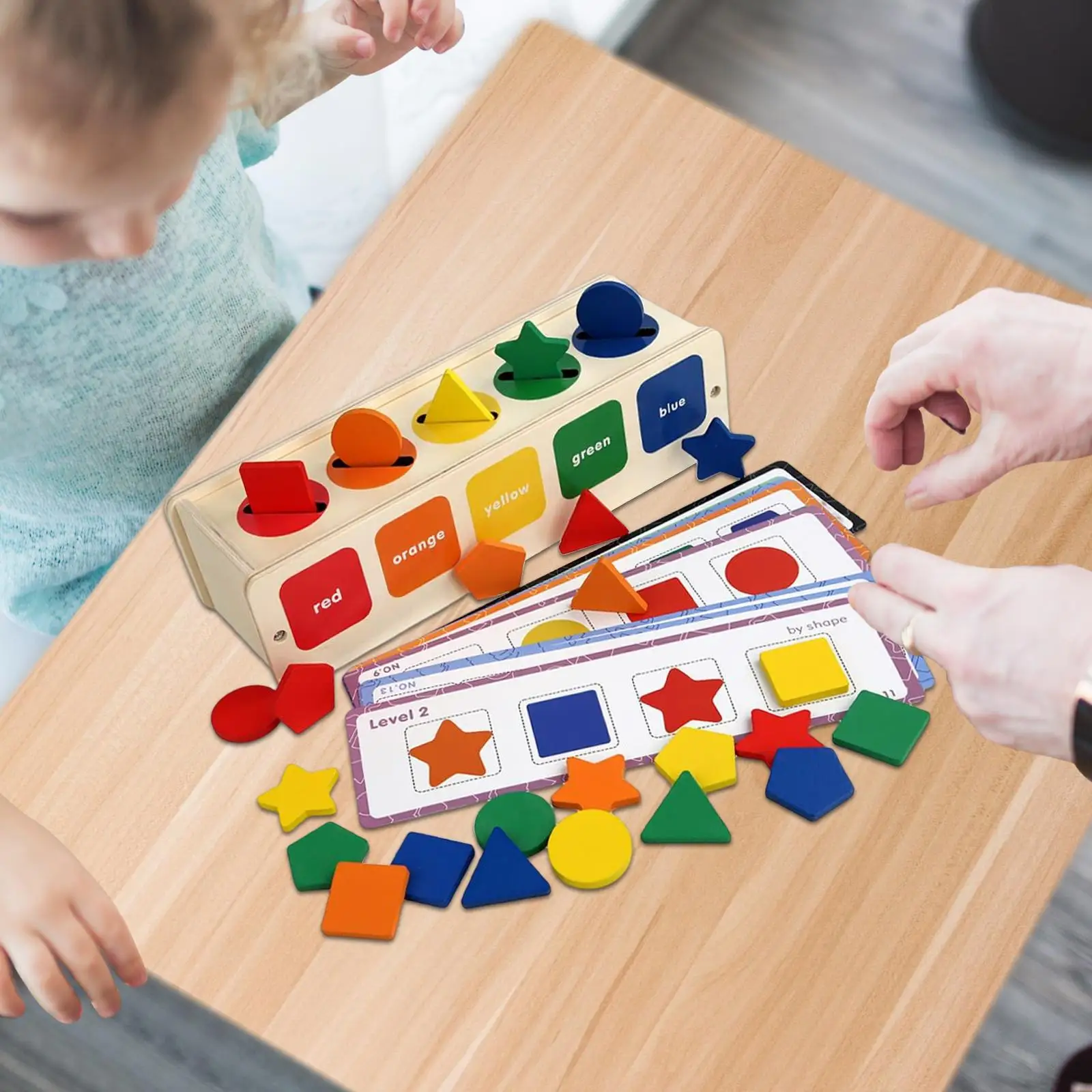 

Wooden Shape and Color Sorting Toy with Storage Box Educational Toys Block Puzzles Preschool Learning Toy for Girls Boys Gifts