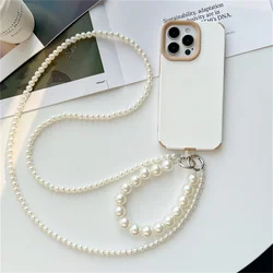 Elegant Pearl Chain Detachable Crossbody Phone Lanyard with Anti - Lost Feature (Pearl)