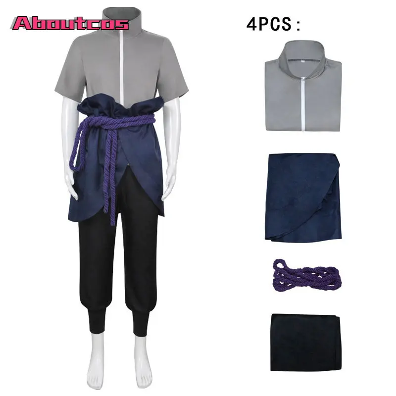 

Aboutcos Uchiha Sasuke Cosplay Costume Anime Suit Halloween Comic Clothes Outfit