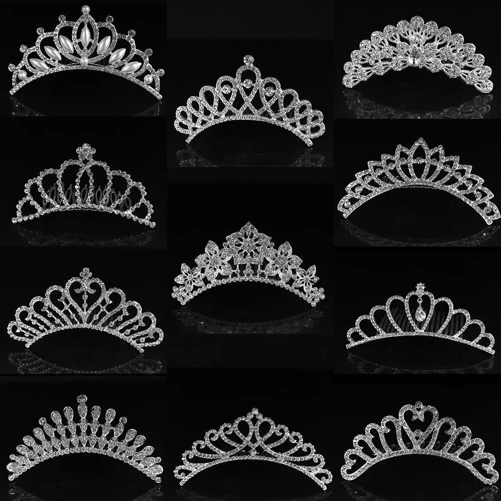 Kinderen Prinses Kristal Tiara 'S En Kronen Kinderen Meisjes Hoofdband Strass Haarspeld Bruids Bruiloft Haaraccessoires Sieraden