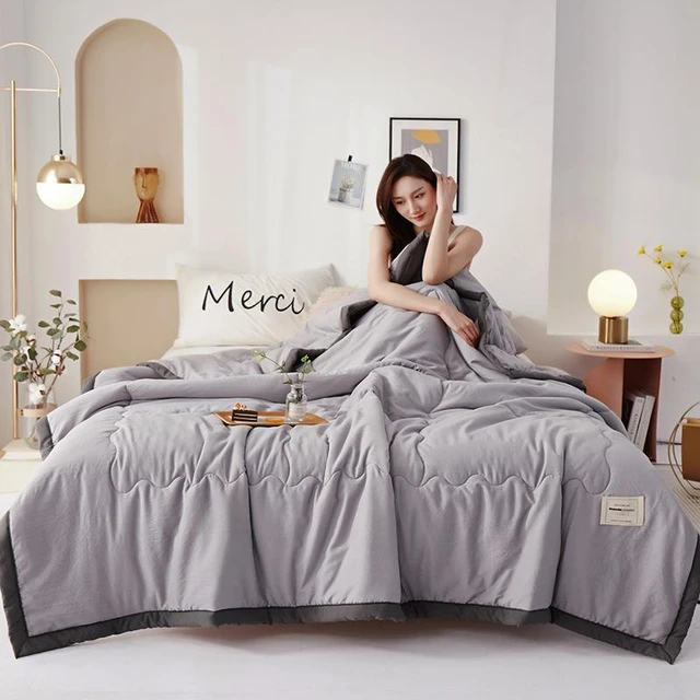 Edredón japonés lavable, manta fina, colcha camas individuales y dobles, a la piel suave y agradable, tamaño y Queen, primavera verano -