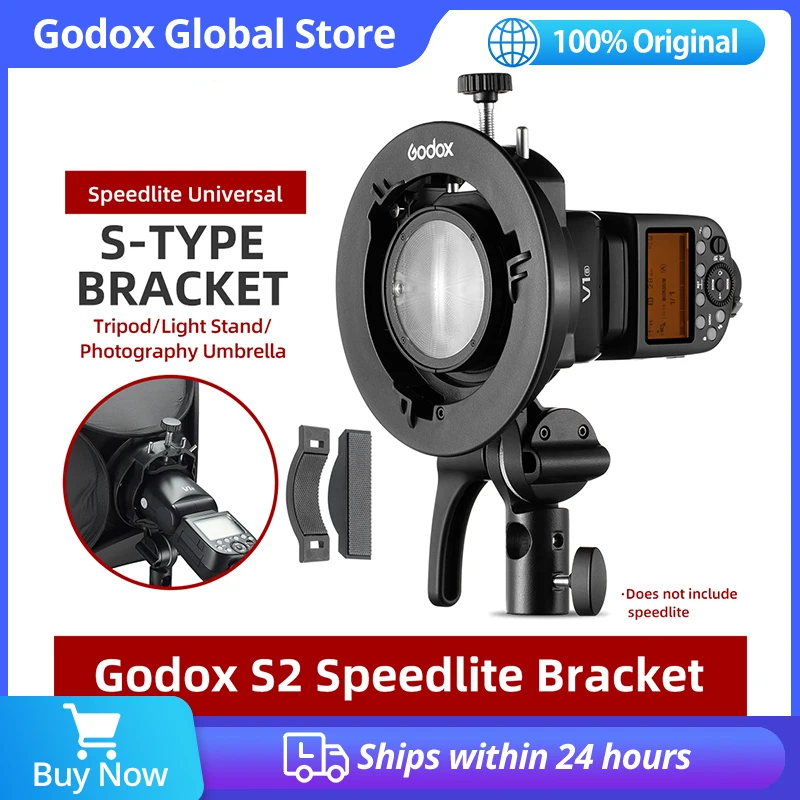 Godox S2 Bowens Mount Flash S-type Holder Bracket for Godox V1 V860II AD200 AD400PRO Speedlite Flash Snoot Softbox