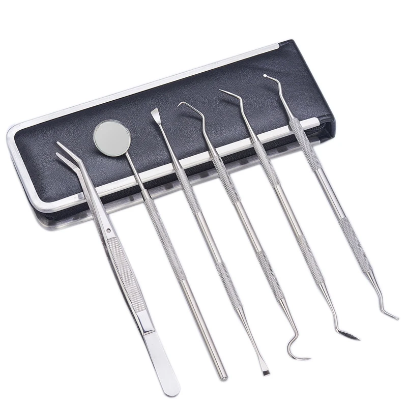 

6Pc/Set Stainless Dentist Tools Oral Endoscopy Instruments Tooth Stain Scraper Tweezers Care Set