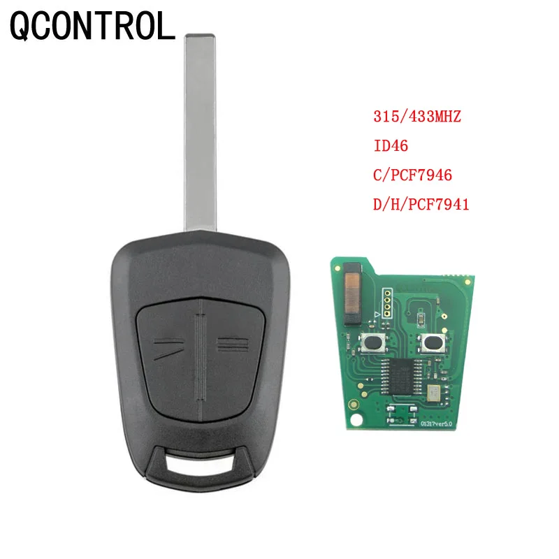 

QCONTROL 433Mhz ID46-pcf7941 Car Remote Key for Opel / Vauxhall Astra H 2004-2009 Zafira B 2005-2013 Corsa D 2007-2012 Meriva B