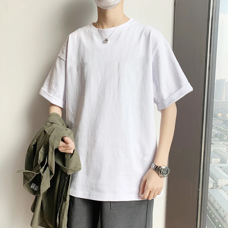 

2024 Brand New Men Short Sleeve T-shirt Solid Color Men T-shirts Loose Casual Half-sleeve Undershirt Man T Shirts Tops Tees A98