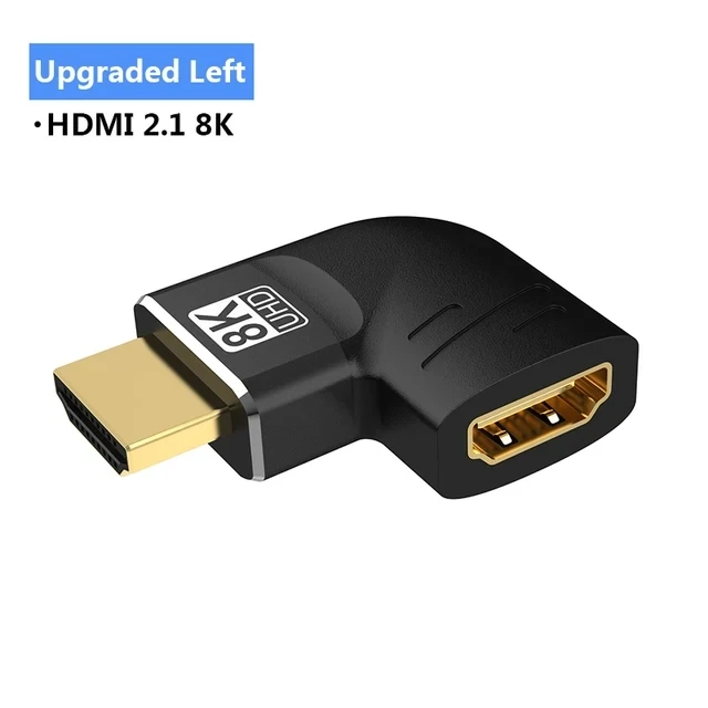 8K HDMI 2.1 Adapter Male to Female with 90/270 Degree Angles, 8K60Hz & 4K120Hz, 48Gbps High-Speed Connection