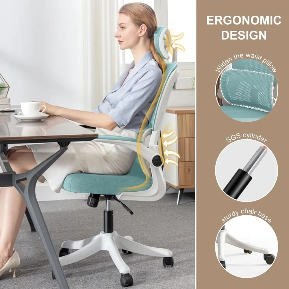Office Chair Ergonomic Desk Chair with Lumbar Support Adjustable Headrest 3D Armrest and Lumbar Support for Home Office Chair 3