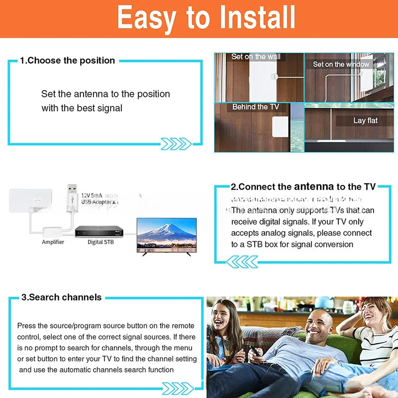 미니 흰색 유럽 및 미국 HDTV TV 안테나 미니 고화질 디지털 TV 안테나 DVB-T2