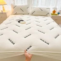 1 pc Quilted Mattress Cover White Color Letter Embroidery Bed Cover Single/Queen/King Mattress Protector Thick Fitted Bed Sheet 6