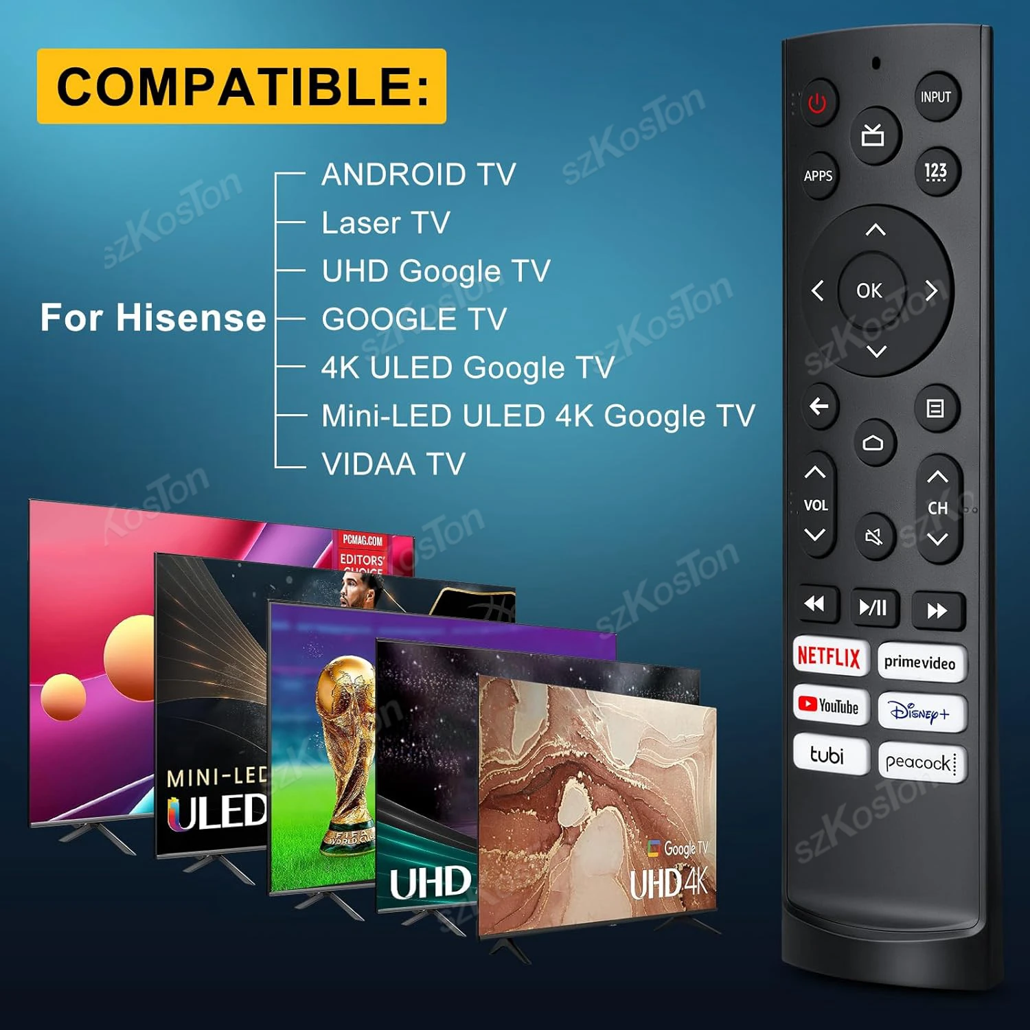 Sollbry Telecomando Sostitutivo Hisense EN2G30H Per Hisense VIDAA LCD Led 4k Uhd Smart Tv 85445718