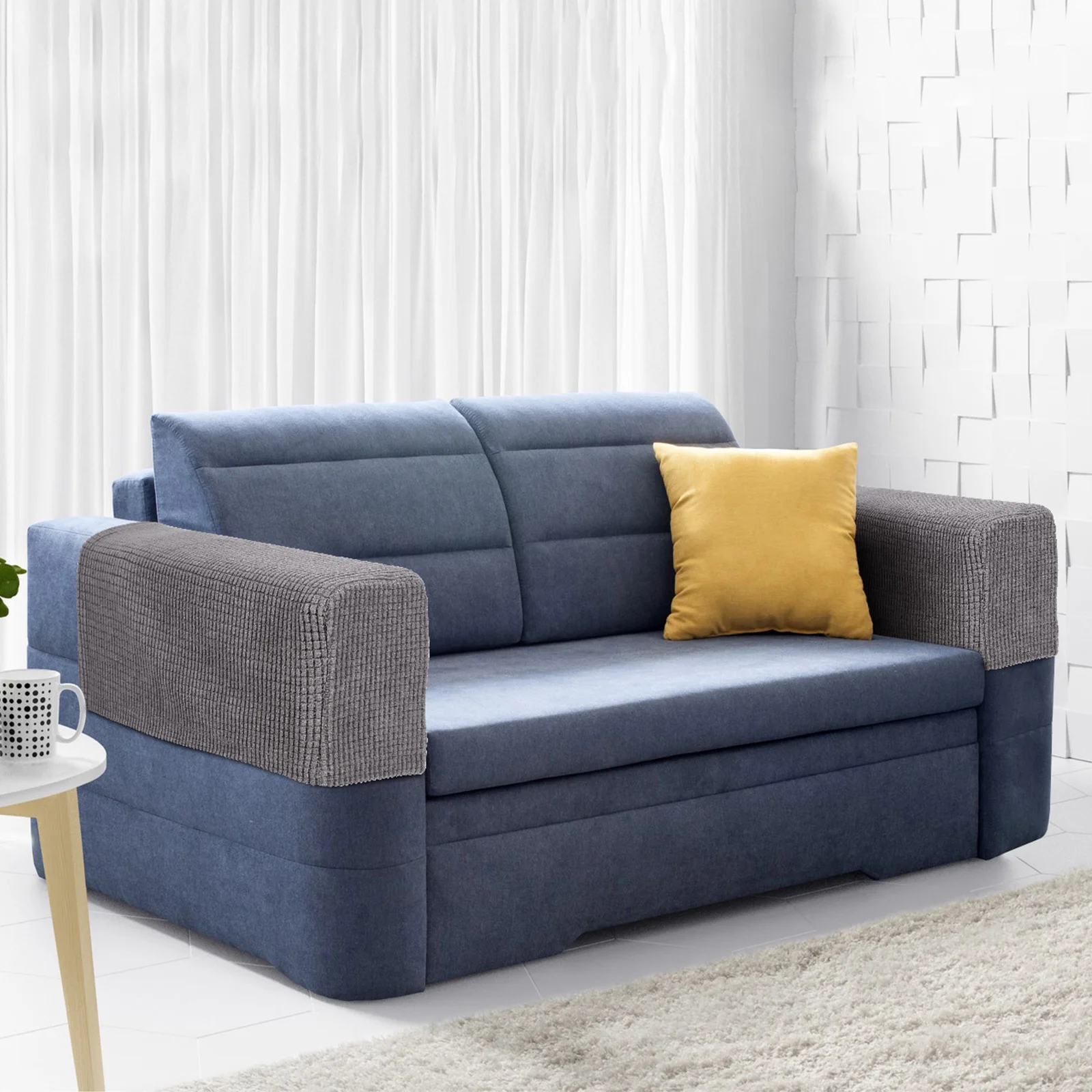 2 Pcs Stretch Comfortable Polyester Sofa Arm Covers Couch Armrest Protectors Recliner Slippers Fabric Decor Accessories 6