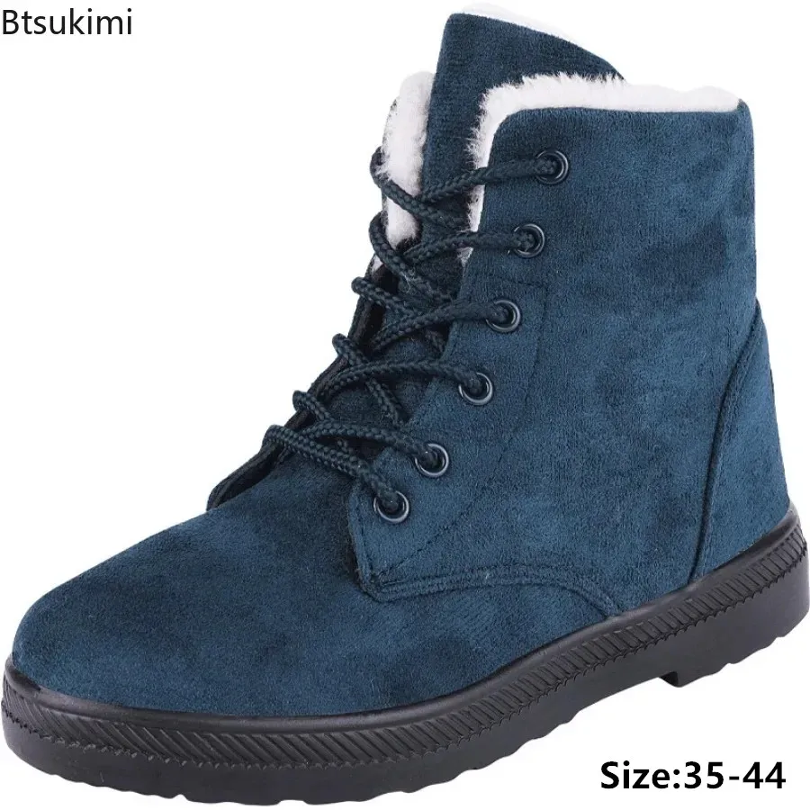 

2024 Women's Winter Warm Snow Boots Shoes Casual Ankle Boots Female Light Weight Winter Low Heels Lace Up Boots for Women Shoes