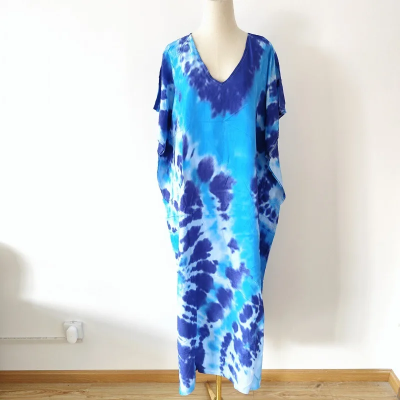

2023 Spring Summer New Beach Blouse Printed Robe Seaside Holiday Dress Bikini Sunscreen Women's Casual Skirt Blue