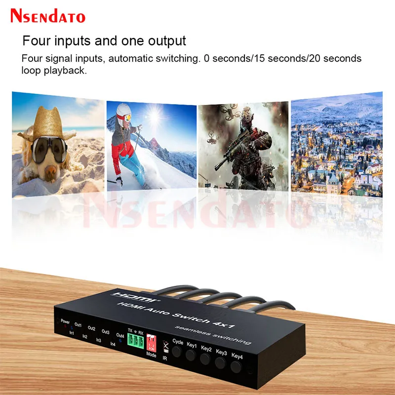 1080P HDMI Auto Switcher 4x1 HDMI Switch Selector With Seamless switching 4 in 1 out HDMI Switcher Adapter for DVD PC TV Monitor