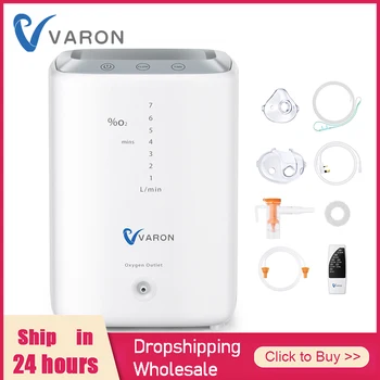 VARON 조절식 1-7L 산소 기계, 액세서리 포함, 가정용, 집중 장치, 수면용, 33-93% 교체 배터리 백팩 없음