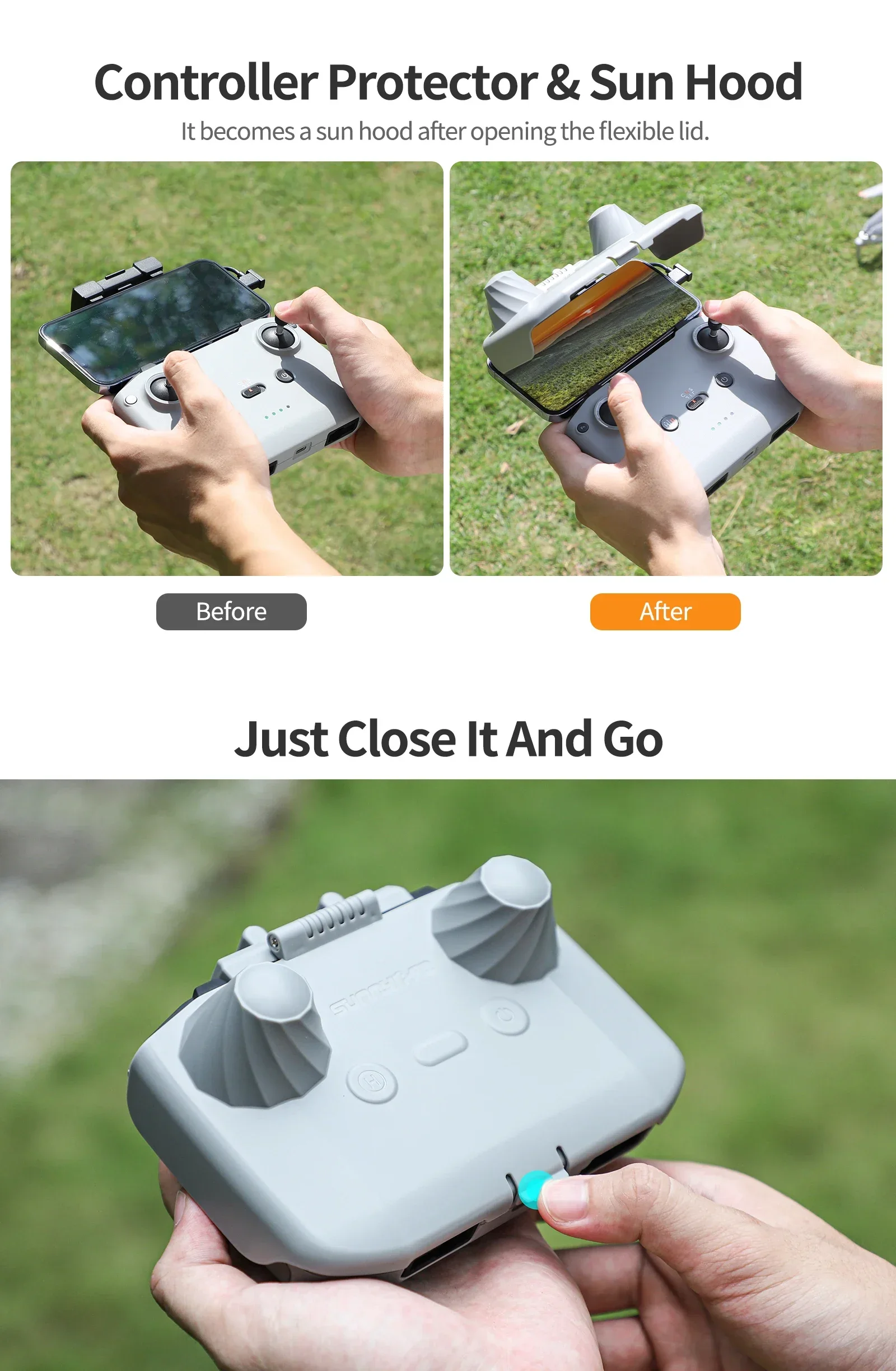 Protecteur contrôleur 2 en 1 DJI RC-N2/1/N3 - Housse et bâtons solaires