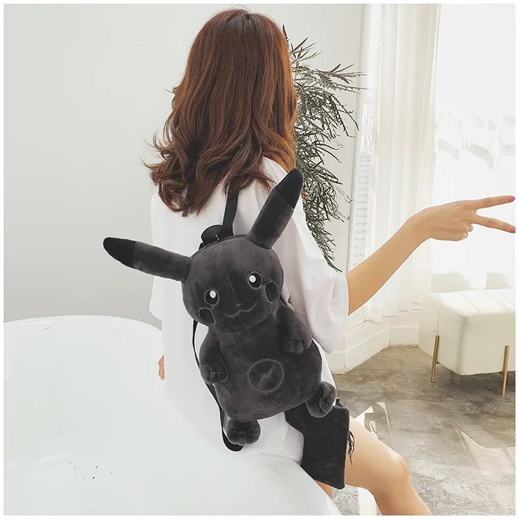 Pokemon Plush Backpack  Lightning Black Pikchs Doll Shoulder Bag Cartoon Toy Backpack Plush Coin Purse Cute Kids Gift