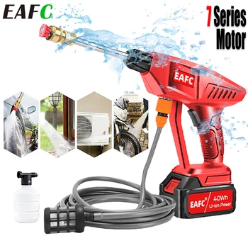 EAFC 21V Cordless High Pressure Car Washer Spray Water Gun 755 Motor Foam Generator Washing Machine for Home Floor Garden Spray 1