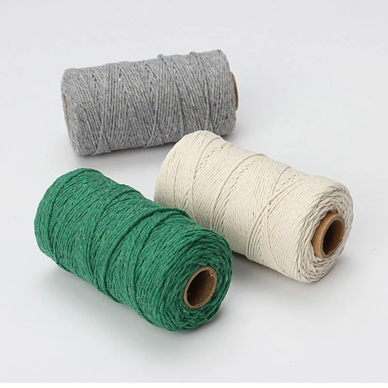 Cotton Rope Macrame Cord 2mm100M Macrame Cord Cotton Rope String Crafts DIY Colored Thread Cord Twisted Twine Handmade Sewing Home Wedding Decoration