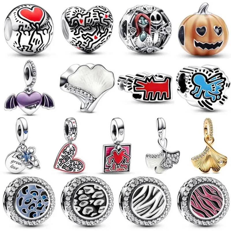 

Abalorio de plata de ley con estampado de cebra y leopardo, colgante de corazón alado de vampiro, joyería artesanal, novedad