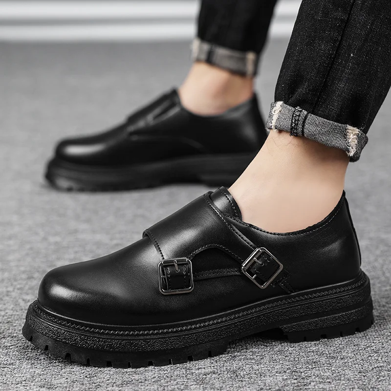 Oxford Shoes Black Mens Platform Shoes Men's Fashion Round