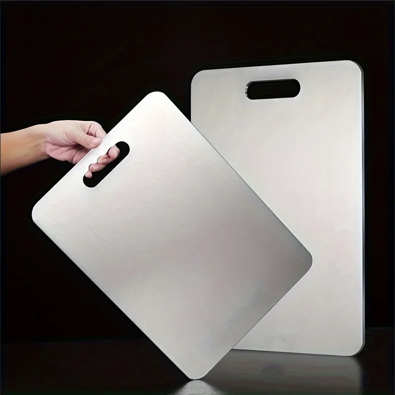Titanium Cutting Boards for Kitchen Stainless Board 304 Steel Thickened Double Sided Food Grade Portable Fruit Meat Chopping Titanium Cutting Boards for Kitchen Stainless Board 304 Steel Thickened Double Sided Food Grade Portable Fruit Meat Chopping