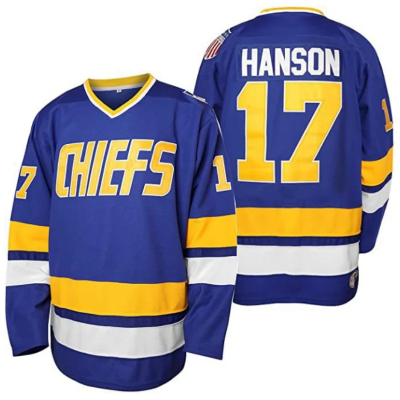Ice Hockey Jerseys Movie Hanson Brothers Charlestown Chiefs Slap Shot #16 17 18 Ice Hockey Jersey Men's Outdoor Sportswear Tops Sewing Embroidery