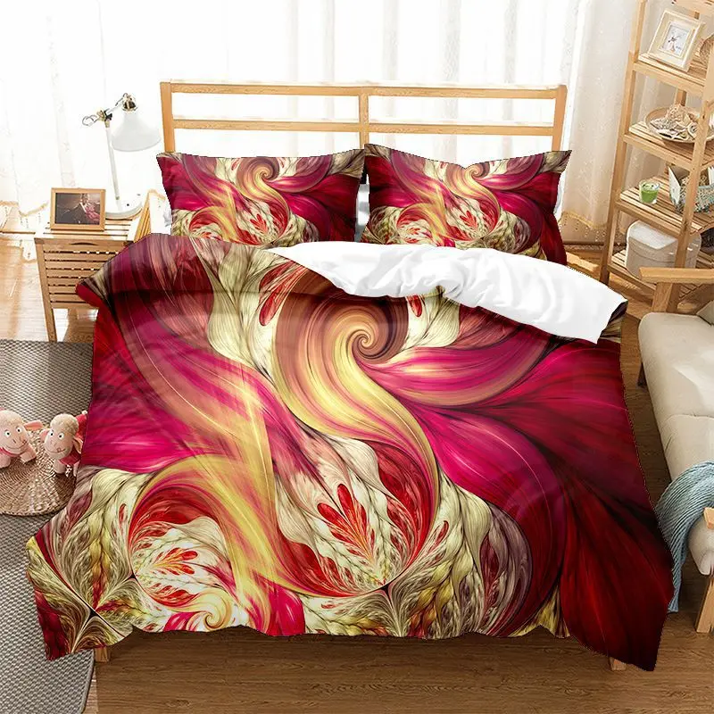 

Mandala Floral Duvet Cover 3D Flowers Bedding Set Bohemian Microfiber Abstract Geometric Quilt Cover King For Adult Teens Girls