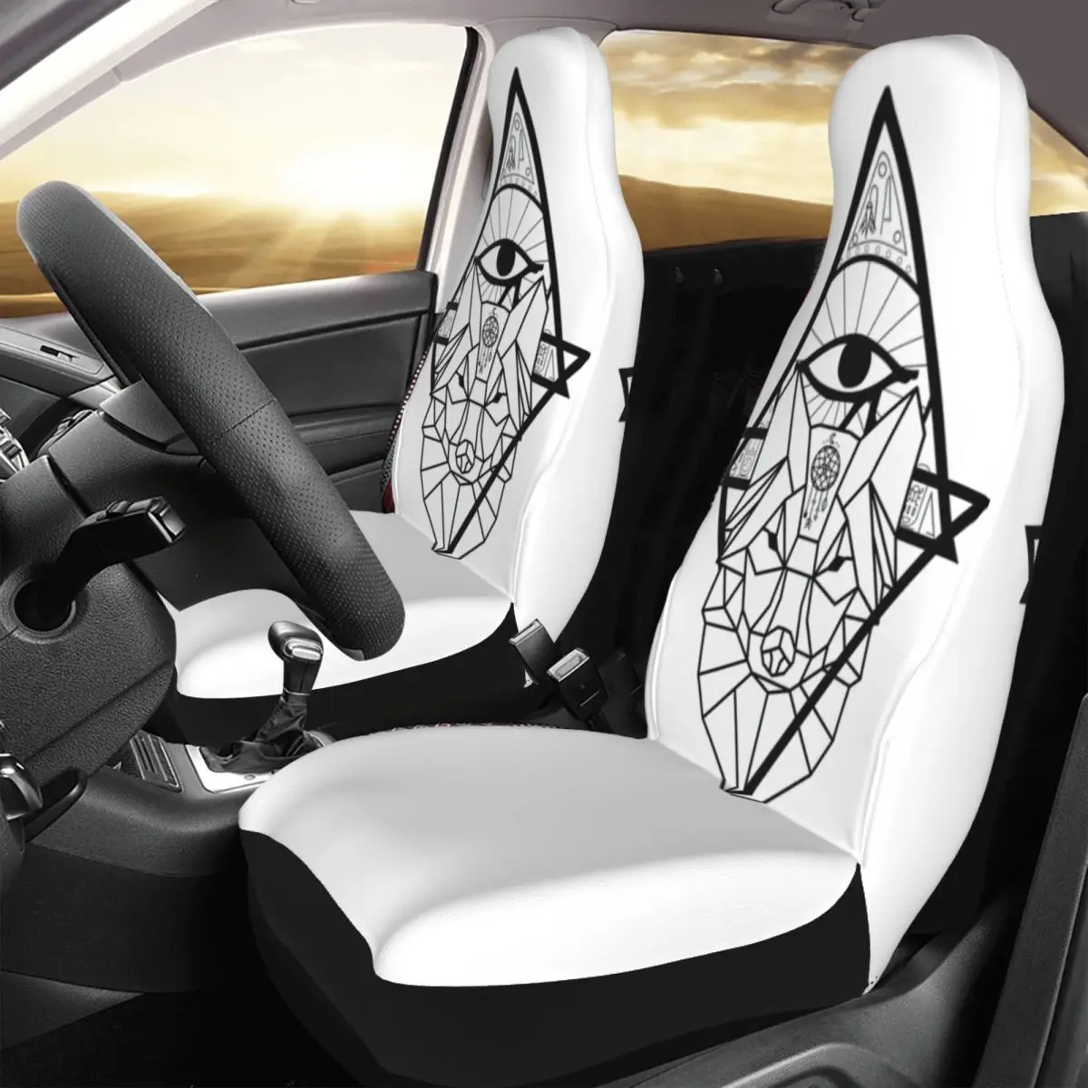 

Чехол для автомобильного сиденья с геометрическим рисунком волка, универсальные аксессуары для защиты переднего сиденья, набор подушек