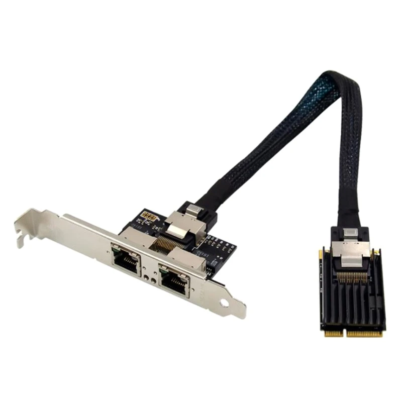 산업용 서버용 다목적 듀얼 포트 미니 PCIE 기가비트 이더넷 카드, RJ45 컴퓨터 이더넷 어댑터, 드롭쉽