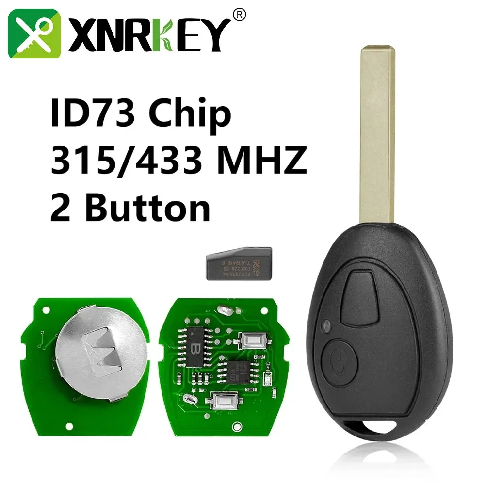 

XNRKEY для BMW 2 кнопочный Автомобильный Дистанционный ключ ID73/PCF7930AS чип 315/433 МГц Mini Cooper S R50 R53 один полный Автомобильный ключ