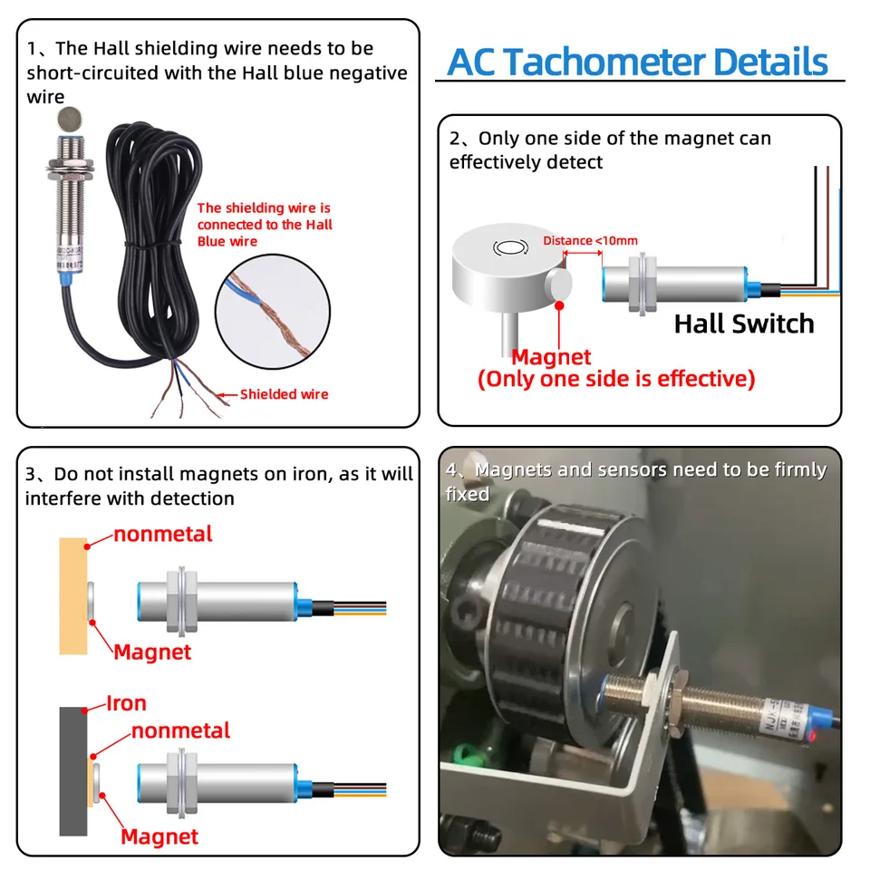 Digital Tachometer Rpm Meter AC 110V 220V 4Bit RPM Speed Meter Digital ...