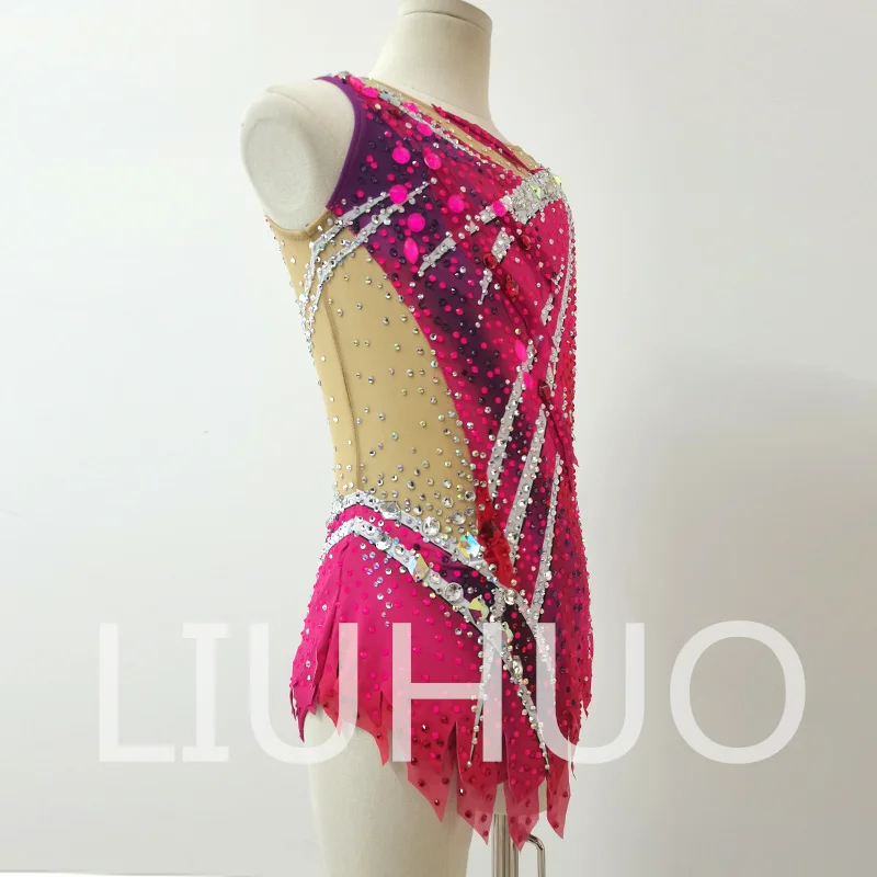 LIUHUO Rhythmic Gymnastics Leotard Gradient Pink Sleeveless Competitive Cheerleading Performance For Children BD8094 - 200000532 - View #10