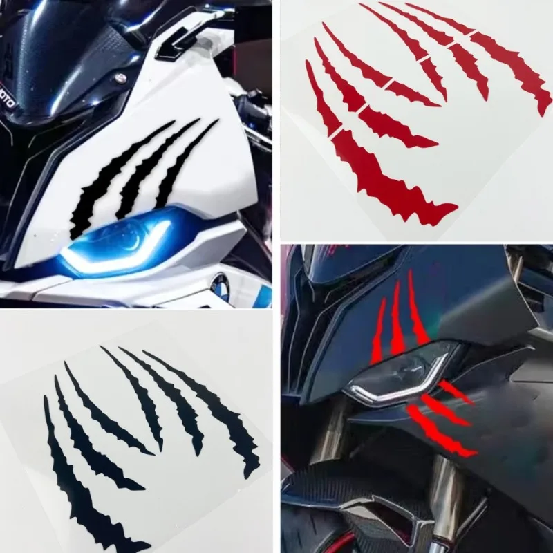 Monster Claw Scratch Motorcycle Stickers 1Pair DIY Motorbike Fuel Tank Headlight Helmet Body Waterproof Sunscreen Decals Decors
