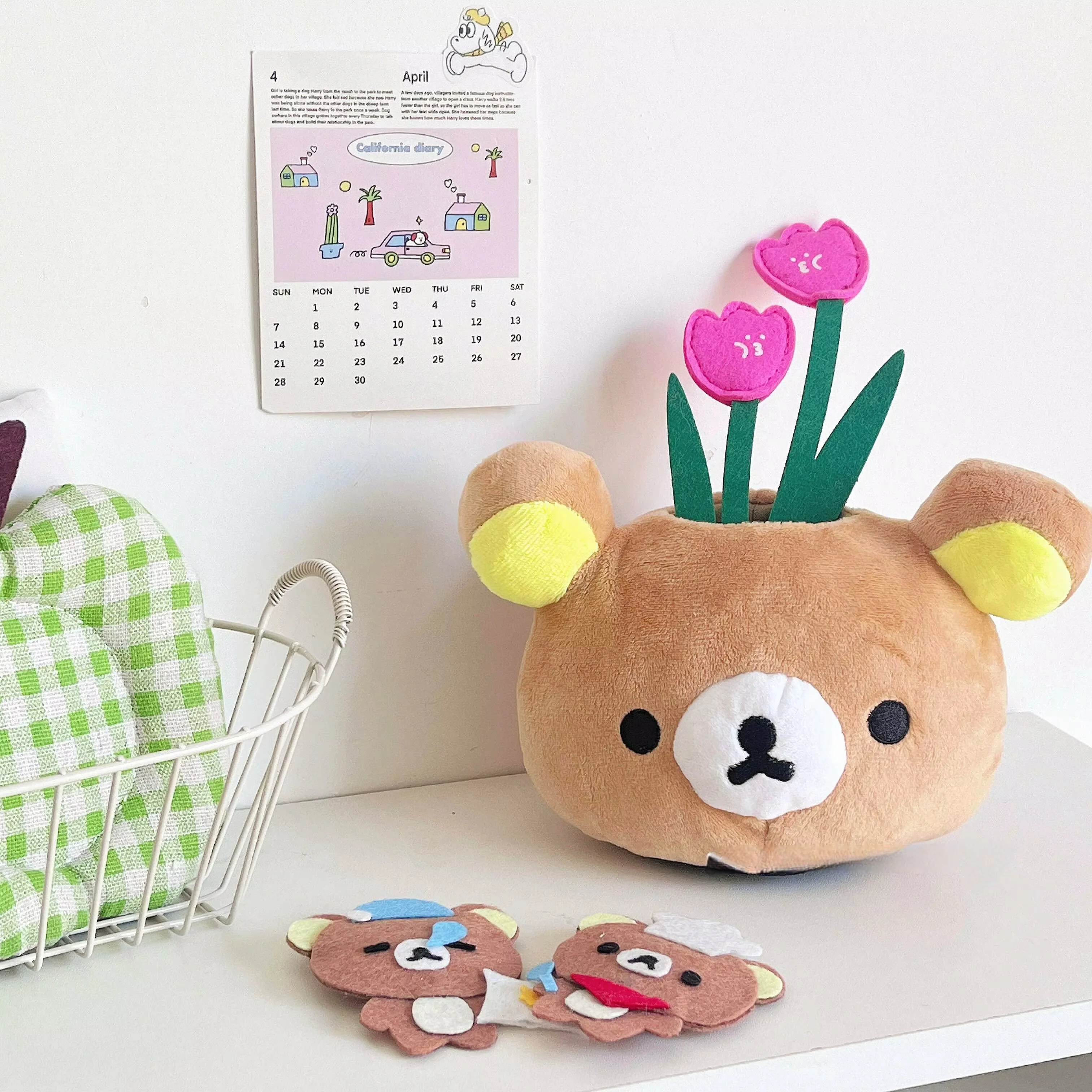 Cartoon Bear Head Pen Holder Pen Storage Antiskid Student Stationery Gift pen holder,stationery organizer