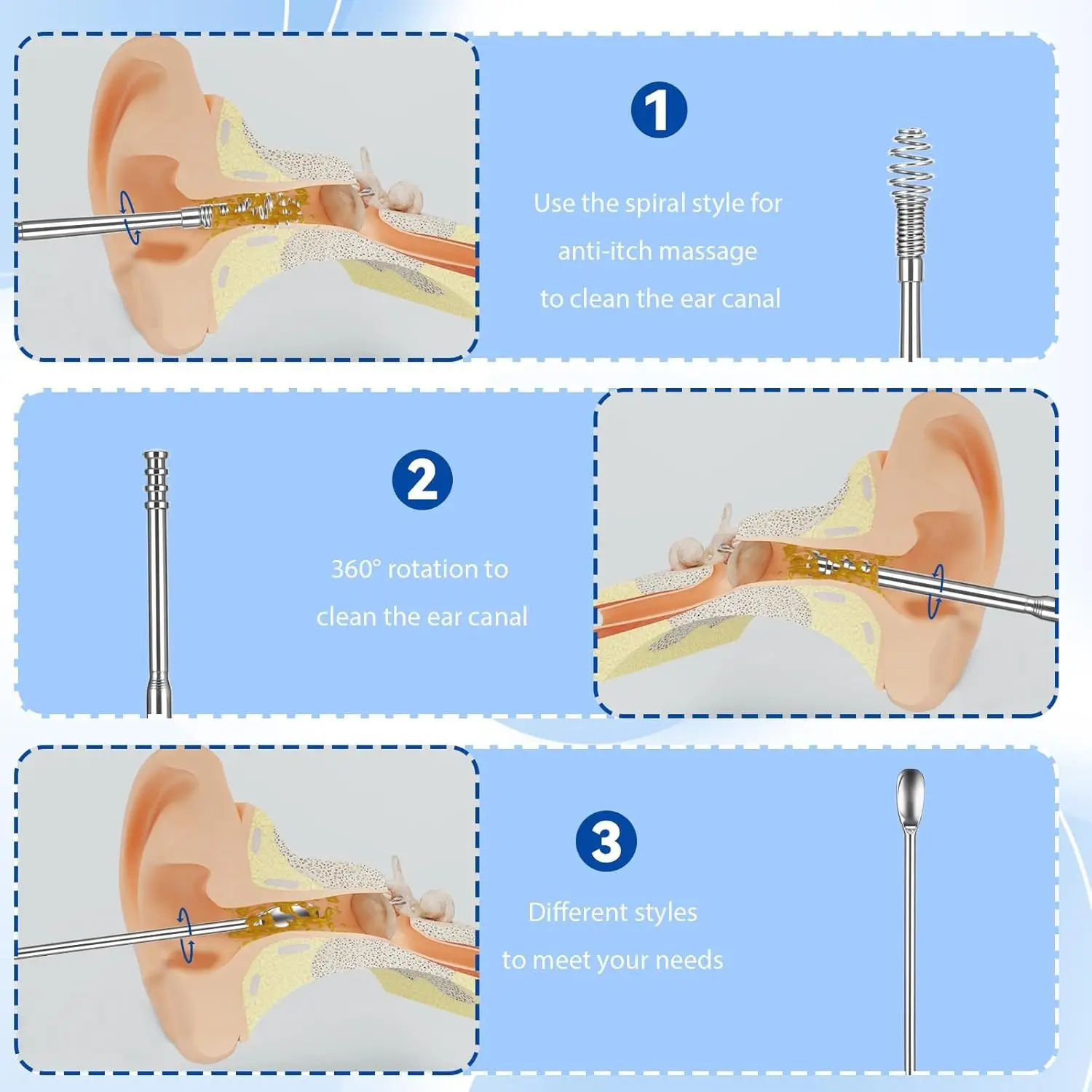 6 Pcs/10 Pcs Ear Wax Pickers Earwax Removal Kit Ear Cleaning Tool Stainless Steel Ear Care Set Tool with Storage Box