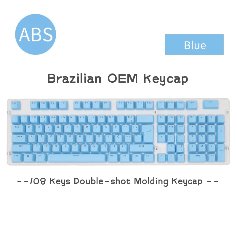 Backlit Minimalismo Key Caps 108 Chaves Abs Keycaps Brasileiros 108 Chaves Perfil Oem Teclado Mecânico Tiro Duplo - Imagem 2