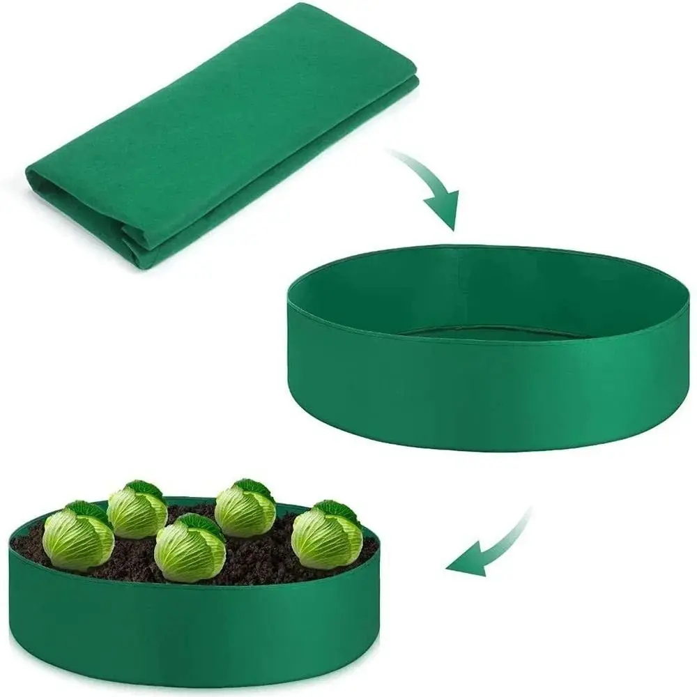 Row of garden grow bags outdoors