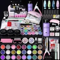 Acrylic Powder French Manicure Dust Professional White Clear Pink Crystal Polymer Builder Nails Extension Gel Kit Nail Set 1