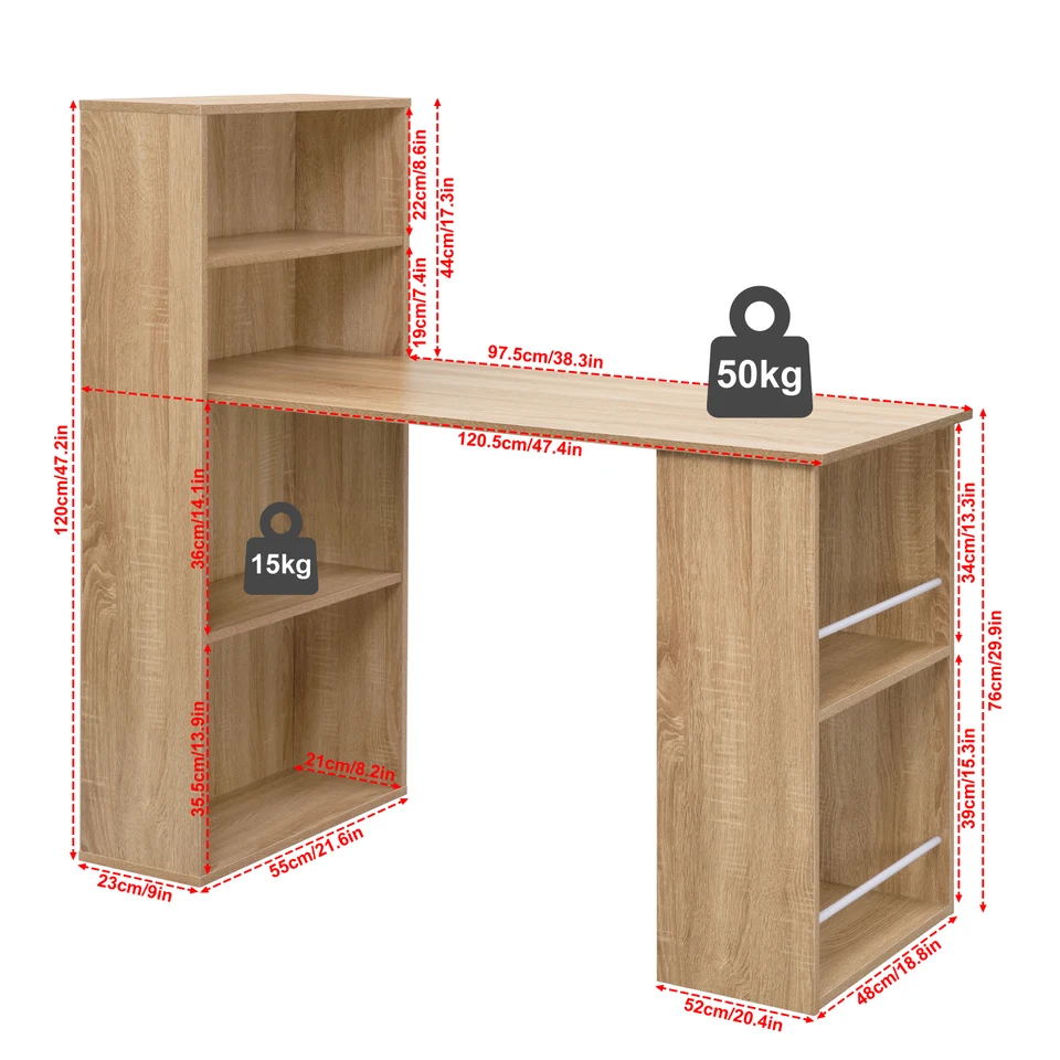 SoBuy Bureau Pliable Mural avec Étagère de Rangement Suspendue, Bureau
