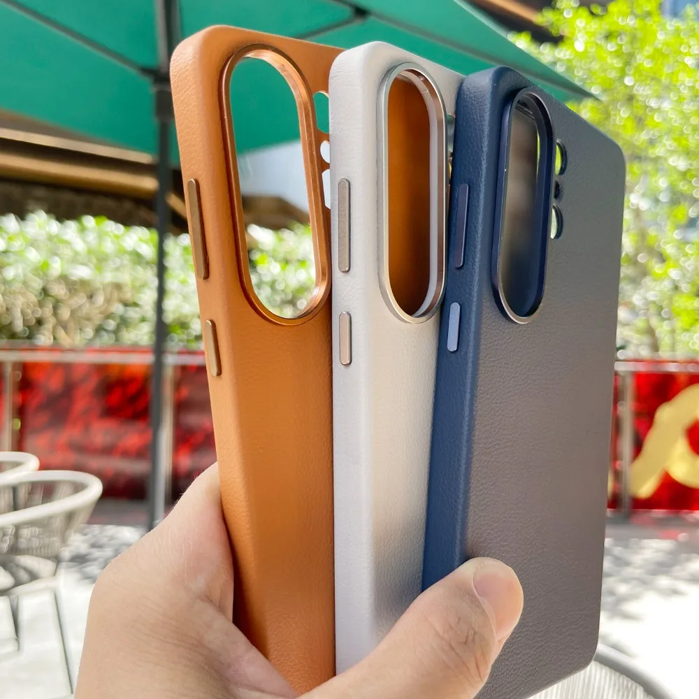 Eco-Friendly Slim Leather Phone Cover with Magnetic Wireless Charging and Shockproof Protection